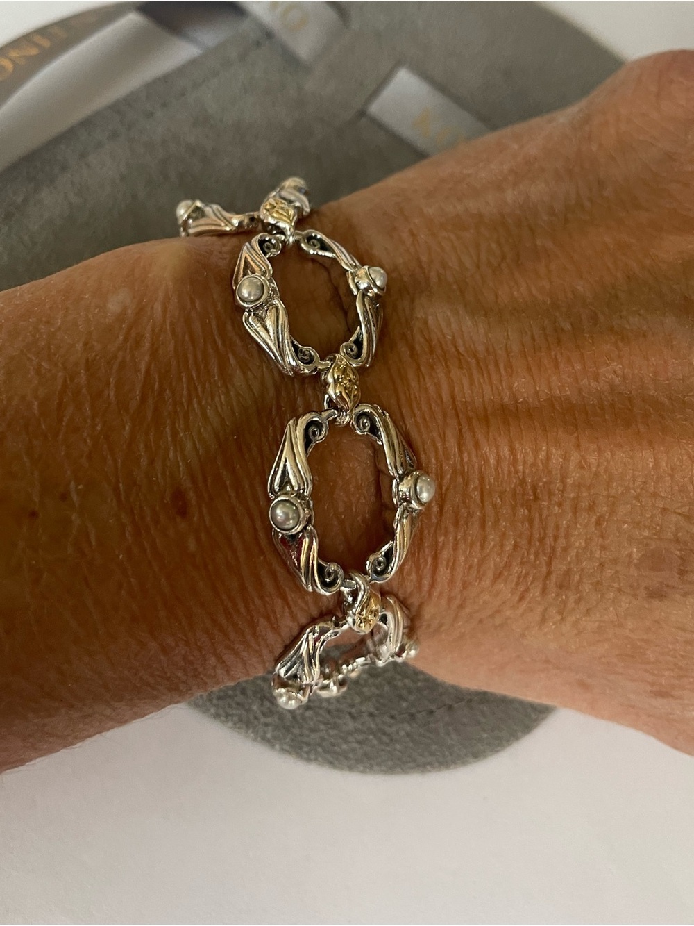Konstantino Amphitrite Collection Pearl Bracelet in Sterling & 18k Gold